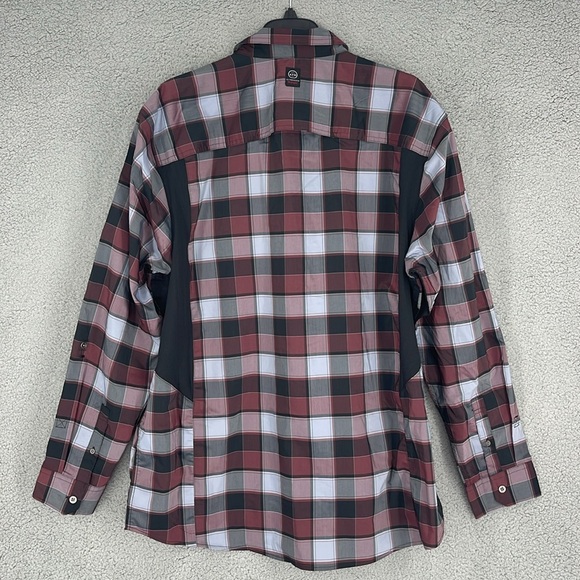 Wrangler maroon plaid All Terrain Gear ATG button up long sleeve shirt men's XXL - Picture 12 of 15